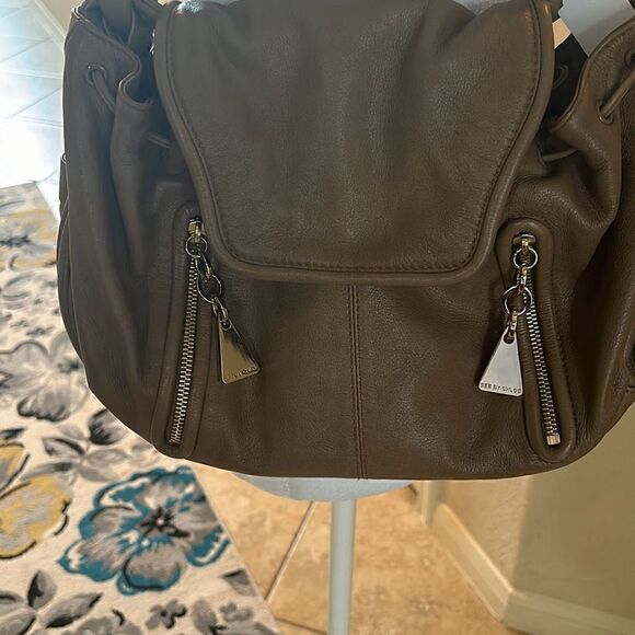 See By Chloe Large Shoulder Bag Dark Brown Soft Leather Multipocketed Carryall - Picture 2 of 16